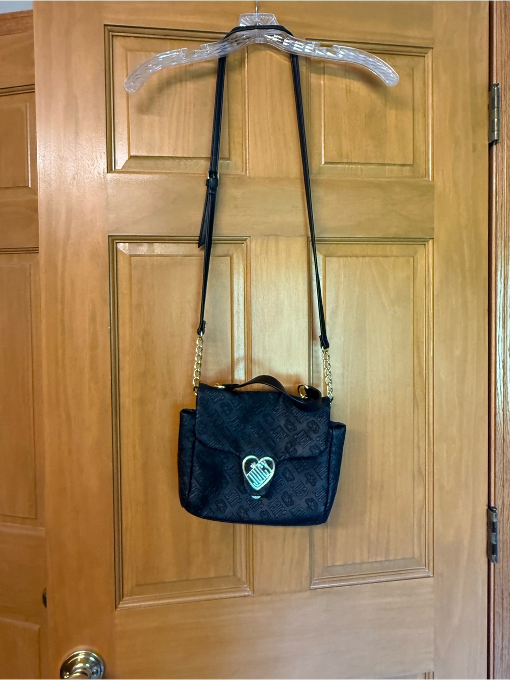 Juicy Couture Black Quilted Crossbody with Heart Lock